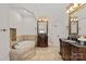Elegant bathroom featuring granite countertops, walk-in shower, and soaking tub at 1619 Providence Rd, Charlotte, NC 28207