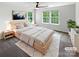 Comfortable bedroom with neutral tones, soft carpet, and two large windows at 1680 Trentwood Dr, Fort Mill, SC 29715