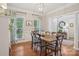 Dining room featuring hardwood floors, wainscoting, and natural light at 175 Turnberry Ln, Mooresville, NC 28117