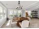 Bright dining room featuring an octagonal table, modern chandelier, and large windows at 22 Honeysuckle Ln, Clover, SC 29710