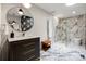 Beautifully renovated bathroom with marble floors, vessel sink, and a large walk-in shower at 26 New River Trce, Lake Wylie, SC 29710