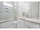 Well-lit bathroom featuring granite counters and a glass-enclosed shower at 3008 Laney Pond Rd, Matthews, NC 28104