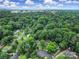 A captivating aerial view highlighting lush greenery and the neighborhood on a sunny day at 3800 Lovett Cir, Charlotte, NC 28210