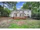 Inviting backyard view of this two-story home with a wooden deck, and partially fenced yard at 3800 Lovett Cir, Charlotte, NC 28210