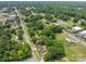 Beautiful aerial view of the neighborhood showcasing mature trees and nearby homes at 520 E Main St, Dallas, NC 28034