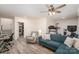 Cozy living room with modern furnishings, carpet flooring and lots of open space for relaxing or exercising at 635 R L Stowe Rd, Belmont, NC 28012
