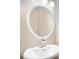 Bathroom sink with an oval mirror, sleek faucet, and modern light fixture at 7912 Charter Oak Ln, Charlotte, NC 28226