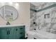 Bathroom featuring a vanity, toilet and tiled shower at 7912 Charter Oak Ln, Charlotte, NC 28226