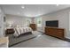 Spacious bedroom with carpet, two windows, and traditional furnishings at 1013 Eaglewood Ave, Charlotte, NC 28212