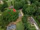 Aerial view of the property in its surrounding neighborhood at 1256 Canseco Ln, Hickory, NC 28602