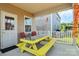 This spacious patio features a colorful table and seating for entertaining at 13140 Sudwick Ln, Charlotte, NC 28278