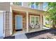 Charming front porch with stone accents, a light blue door, and cozy seating, perfect for relaxing at 1817 Tradd Ave, Clover, SC 29710