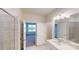 Bathroom featuring single sink with quartz countertop, glass shower enclosure, and tile flooring at 2070 Skyhawk Dr, York, SC 29745