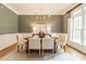 Formal dining room featuring modern chandelier, neutral paint and wainscoting at 2300 Richardson Dr, Charlotte, NC 28211