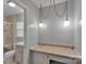 Bathroom with large vanity area and modern hanging lights at 2326 Horseshoe Bend Ne Rd, Hickory, NC 28601