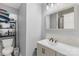 Neutral bathroom featuring a combination shower, and a vanity with gray cabinets at 2536 Cambridge Dr, Lancaster, SC 29720