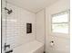 A shower stall features subway tile and a built-in niche at 3608 Crestridge Dr, Charlotte, NC 28217