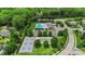 Aerial view of a community pool and tennis courts surrounded by lush greenery and well-maintained landscaping at 4006 Centerview Dr, Indian Trail, NC 28079