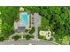 Aerial view of the community pool and playground, featuring parking, a lounge area, and mature landscaping at 4006 Centerview Dr, Indian Trail, NC 28079