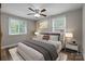 Comfortable bedroom with two windows, ceiling fan, and stylish decor at 5008 Unaka Ave, Charlotte, NC 28205