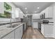 Bright kitchen features white cabinetry, stainless appliances, tile backsplash, and updated countertops at 5008 Unaka Ave, Charlotte, NC 28205