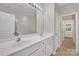 Bright bathroom features double sinks, a large mirror and vanity at 5963 Pale Moss Ln, Charlotte, NC 28269