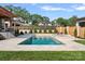 Backyard featuring a modern pool, manicured lawn, and tasteful landscaping for outdoor enjoyment at 639 Edgemont Rd, Charlotte, NC 28211