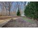 Backyard featuring mature trees, a wooden fence, and a shed at 2712 Thornburg Ct, Monroe, NC 28110