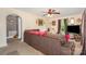 Inviting living room featuring a comfortable couch and a ceiling fan at 39 Selma Dr, Mooresville, NC 28115