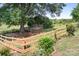 Fenced backyard with a dog peeking through the fence, offering a secure and pleasant outdoor space at 4026 Biggerstaff Rd, Maiden, NC 28650