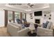 Well-lit living room featuring comfortable furniture, a fireplace, and built-in shelving at 11009 Tyler Brook Ln # Oak0043, Mint Hill, NC 28227