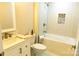 Bright bathroom featuring a shower over tub, a stylish vanity and contemporary design at 136 Digh Cir # 4, Mooresville, NC 28117