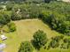An aerial view showcases an expansive grassy lot surrounded by lush trees, offering privacy and a serene setting at 2742 Flat Creek Rd, Lancaster, SC 29720