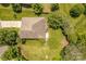 Aerial view displaying the house, driveway, and surrounding greenery, providing an overview of the property's layout at 516 Fair Oaks Dr, Fort Mill, SC 29708
