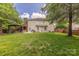Expansive backyard showcases a neat lawn, shade trees, patio area, and the home's exterior, promising outdoor enjoyment at 516 Fair Oaks Dr, Fort Mill, SC 29708