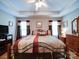 Relaxing main bedroom with a large bed, tray ceiling, ceiling fan and warm-toned walls at 727 Cove Rd, Gastonia, NC 28052
