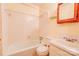 Cozy bathroom with tiled shower and classic vanity at 105 Hopewell Church Rd, Shelby, NC 28152