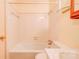 Cozy bathroom with tiled shower and classic vanity at 105 Hopewell Church Rd, Shelby, NC 28152