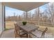 Screened patio offers an enjoyable outdoor living space with table and natural backyard view at 219 Redondo Dr # 65, Wingate, NC 28174