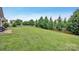 Expansive backyard with lush green grass and mature trees along the back fence line at 246 Bushney Loop, Mooresville, NC 28115