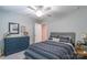 Relaxing bedroom with a ceiling fan, complemented by stylish decor and a comfortable inviting bed at 261 Catoctin Rd, Rock Hill, SC 29732