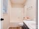Bathroom featuring a walk-in shower, a toilet, and a vanity at 3043 Charles Rd, Shelby, NC 28152