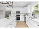 Kitchen features stainless steel appliances, white cabinetry, and marble backsplash with a modern faucet at 428 Clay St, Mooresville, NC 28115