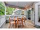 Inviting porch with wood furniture, string lights, and charming home entrance at 433 W 8Th Street St, Charlotte, NC 28202