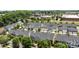 Community aerial view of neighborhood townhomes with walkable sidewalks and near commercial buildings at 6438 Hove Rd, Mint Hill, NC 28227