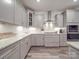 Well-lit kitchen with white cabinets, granite countertops, stainless steel appliances, and modern backsplash at 647 R L Stowe Rd, Belmont, NC 28012