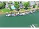 Panoramic aerial shot of waterfront homes with docks, showcasing access to the serene lake at 7881 Mariners Pointe Cir, Denver, NC 28037