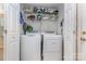 Convenient laundry closet with washer, dryer, and storage shelves at 137 Citation Dr, Mooresville, NC 28117