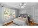 Bright bedroom with hardwood floors, two large windows and a comfortable bed at 1600 Onslow Dr, Charlotte, NC 28205