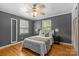 Bedroom showcasing hardwood floors, neutral walls and natural light from two windows at 1600 Onslow Dr, Charlotte, NC 28205